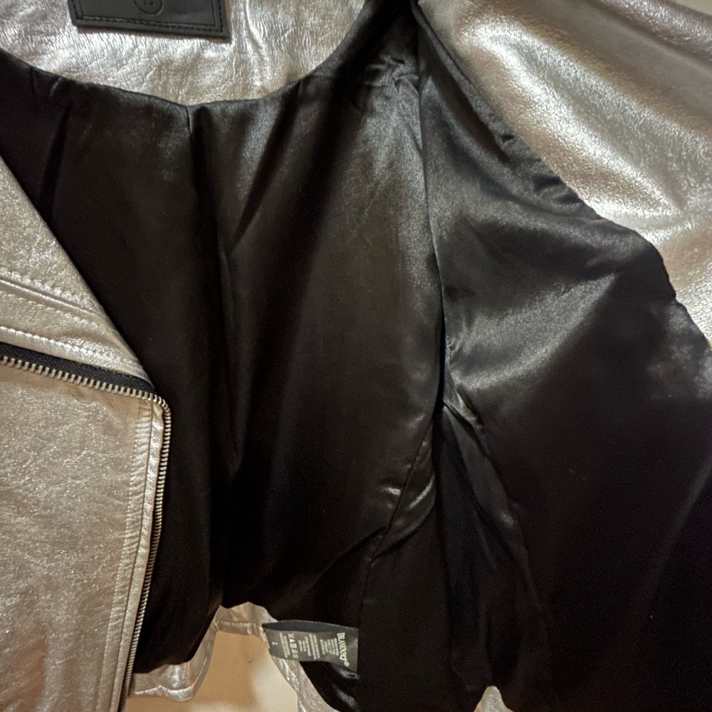 Blank NYC Shiny Silver Leather Jacket New Years Eve!! - Picture 5 of 9